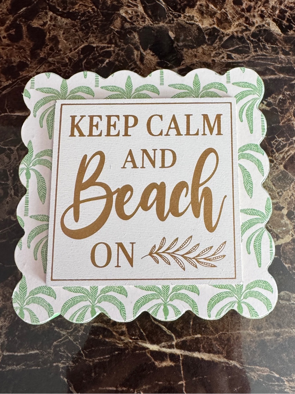 NWOT Keep Calm Beach On Freestanding Coastal Tabletop Sign